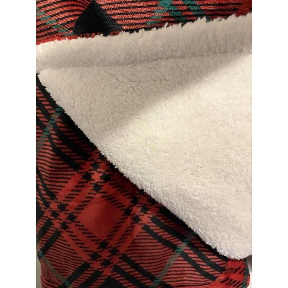 Christmas Plaid Sherpa Fleece Throw Blanket Super Soft 50